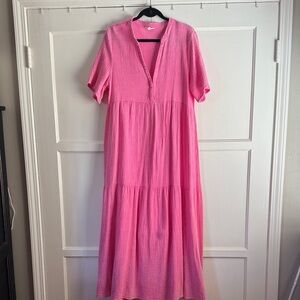 Eesome Vibrant Pink Maxi Dress, 💯 cotton, worn 1 time, Social Threads